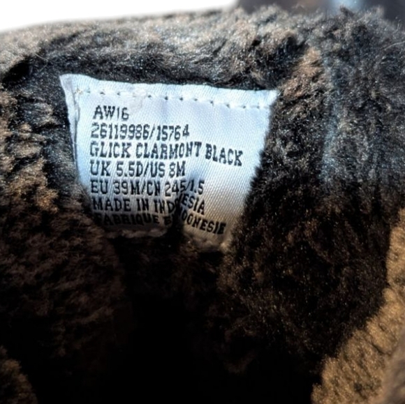 Clarks Glick Clarmont Black Leather Ankle Boots Faux Fur 8 M - Picture 5 of 7